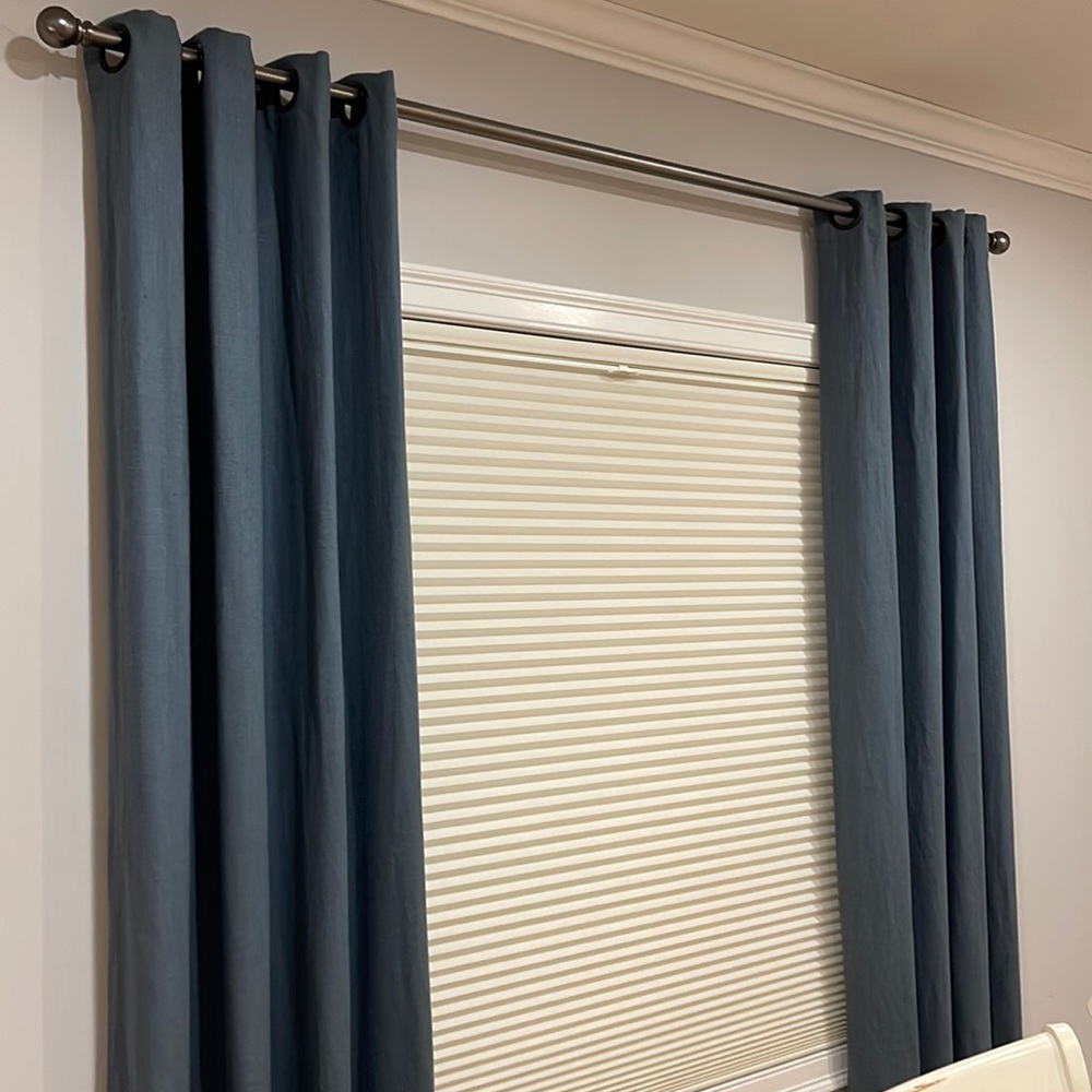 LIKE NEW restoration hardware black out window treatments. 96 inches.French blue